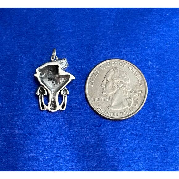 Sterling Silver Toad and Mushroom Charm, Silver Toad and Mushroom Charm - Picture 4 of 4